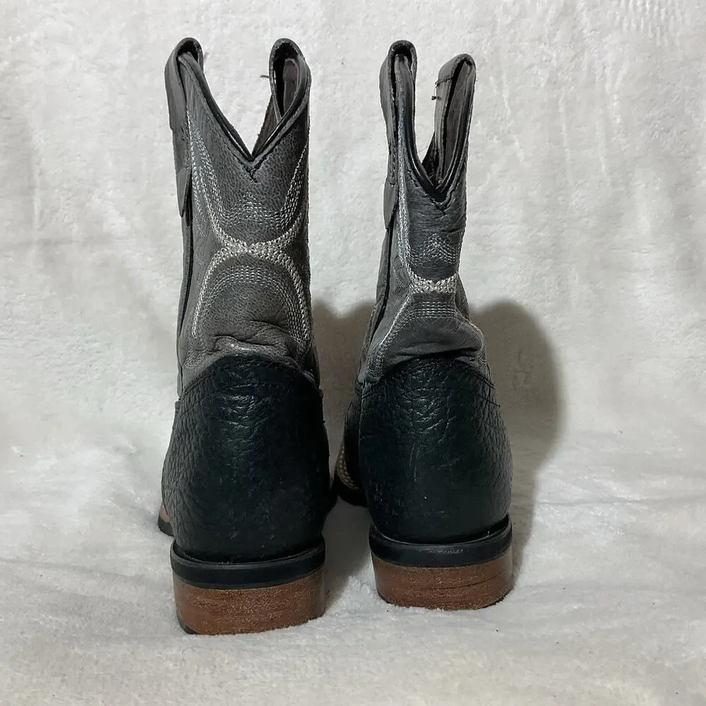 Caballo Dorado Youth Size 9.5 Black Leather Western Cowboy Boots Square Toe